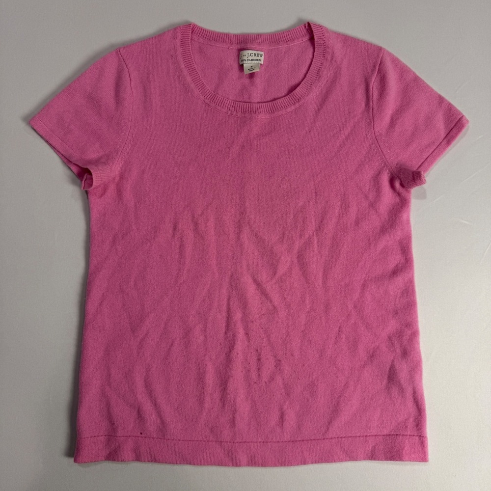 J. Crew Womens Pink Short Sleeve 100% Cashmere‎ Sweater Top Size Small